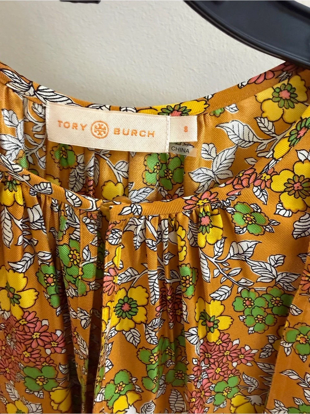 Tory Burch Wallpaper Floral Silk Midi Dress, size S
